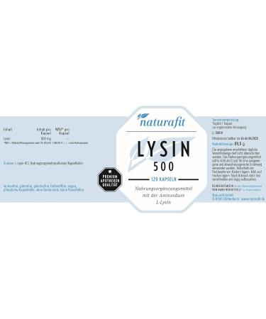 Buy Naturafit Lysine 500 mg - 120 Capsules | Boost Immune Support & Wellness Fast International Shipping - Buy Online on GoSupps.com