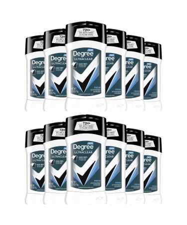 Degree Men UltraClear Antiperspirant Deodorant Fresh Pack of 12 72-Hour Sweat & Odor Protection Antiperspirant For Men With MotionSense Technology 2.7 oz