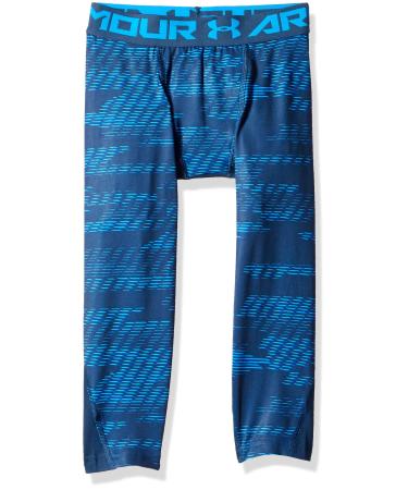 Under Armour Boys' HeatGear Armour  Printed Leggings Small Blue Circuit (436)/Green Typhoon