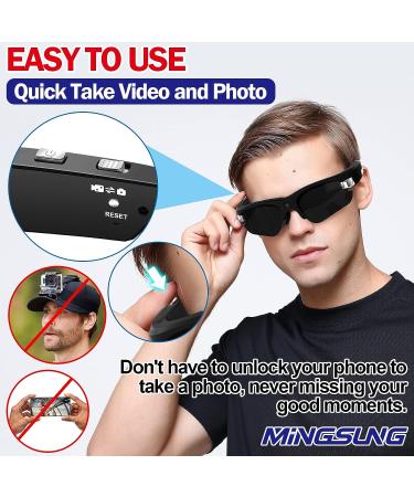 MingSung MS20 Camera Video Sunglasses | HD1080P Built-in Camera | Hands-Free Recording for Outdoor Activities | Includes 32G MicroSD Card - Buy Online on GoSupps.com