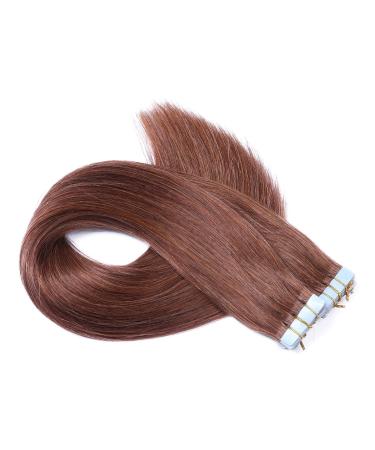 Tape in - on hair extensions - # 33 - red -brown - 50cm - 10 bricks each 4cm wide / 2.5g - 100% Remy real hair hair extension / extent with adhesive tape Tresse by Novon hair Exentions 10 dresses - 50cm / 2.5g 25g each