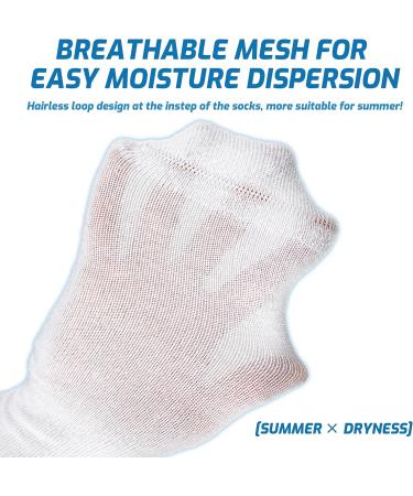 LIN Diabetic Socks for Men & Women - Non-Binding Circulatory Extra Wide Top - Quarter White - 10-13 - 4 Pairs - Buy Online on GoSupps.com