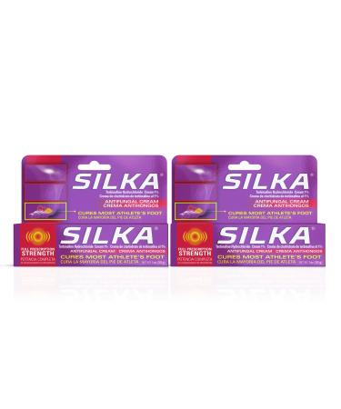 Silka Anti-Fungal Cream Twin Pack Clinical Anti-Fungus Foot Treatment Jock Itch & Ringworm Remedy Maximum Strength Fast-Acting Relief from Itching & Burning 1 Oz Pack of 2