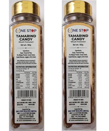 ONE STOP DEALERS Tamarind Candy Flavoured 200 Gram - Mouth Freshener Jar Candy Eat Anywhere or Anytime - More Popular in Kids Snacks (Pack of 2)