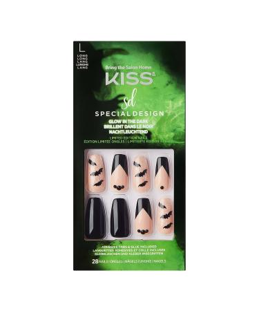 CANERO Kiss Halloween Special Design Nails - Ghostin' Long Length Coffin Shape 28 Fake Nails