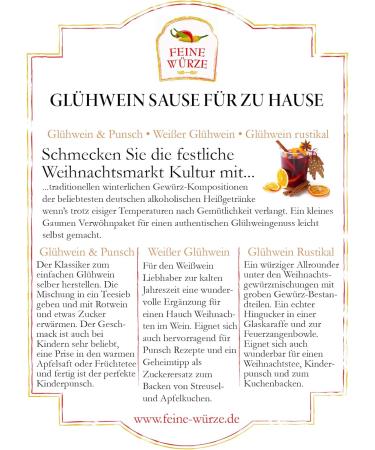  Feine W rze Mulled Wine Sauce for Home | 3 Premium Mulled Wine Spices with Recipe | Mulled Wine White Alcohol-Free Apple Punch | Gluten-Free | 85g - Buy Online on GoSupps.com