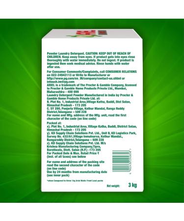 Buy Ariel Matic Front Load Detergent Washing Powder 3 kg | Fast International Shipping | Best Quality Laundry Detergent - Buy Online on GoSupps.com
