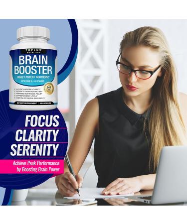 Toplux Brain Supplement Nootropic Brain Pills Vitamin with DMAE Bacopa Monnieri L-Gutamine for Men Women 60 Capsules Nutrition One - Buy Online on GoSupps.com