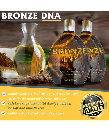 Bronze DNA Natural Sunless Self Tanner Lotion - Gradual Self Tanner for Women and Men - XL 13.5 Oz Bottle - Buy Online on GoSupps.com