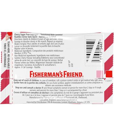 Fisherman s Friend Sugar Free Cherry | For Temporary Relief of Cough Sore Throat & Nasal Congestion | No Sugar | Halal Vegan Kosher & Gluten Free | 8 Packs of 22 Lozenges (176 Total Count) - Buy Online on GoSupps.com