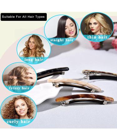 4 Pack Skinny French Hair Clips - Tortoise Shell Styles for Thin & Thick Hair - Girls Hair Accessories in Purple Coffee Milk Brown-Green & Classic Black Marble - Buy Online on GoSupps.com