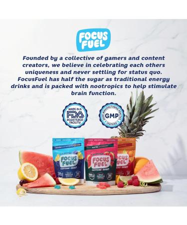 FocusFuel Energy Chews Variety Pack Fruit Punch & Blue Razzberry Lemonade Flavors (2-Pack 30 Servings Total) 100mg Natural Caffeine + Nootropics Bold Flavor Clean Energy No Crash - Buy Online on GoSupps.com