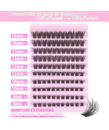 Eyelash Extensions - 120 Pcs DIY Individual Cluster Fake Lashes Set 8-16mm by Lvmixwig L01 | International Shipping Available - Buy Online on GoSupps.com