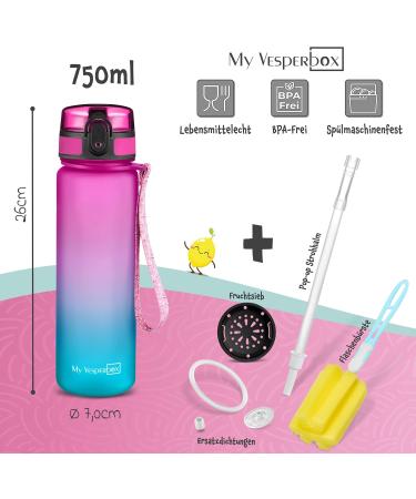Buy My Vesperbox Minny Leak-Proof Children s Water Bottle - 350ml 500ml 750ml - BPA Free Tritan with Straw/Sieve - Perfect for Kindergarten & School - Purple/Blue - Buy Online on GoSupps.com