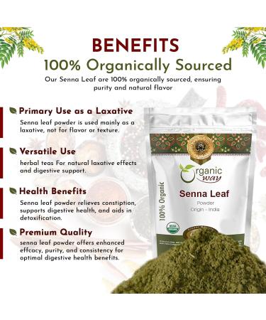 Organic Way Senna Leaf Powder - Premium Grade Organic & Kosher Certified | Vegan Non-GMO Gluten-Free Superfood | USDA Certified | Ships Internationally (1 LB - Buy Online on GoSupps.com