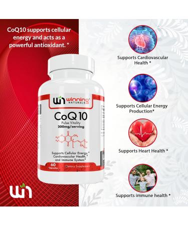 CoQ10 200mg Capsules - Antioxidant Supplement for Heart Health & Energy | 60 Count - Buy Online on GoSupps.com