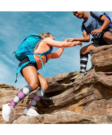 Compression Socks for Men & Women - Ideal for Running Sports Varicose Veins & Travel | Black/Grey/Red L-XL - Buy Online on GoSupps.com