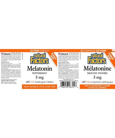 Natural Factors Melatonin 3 mg BONUS 210 - Buy Online on GoSupps.com