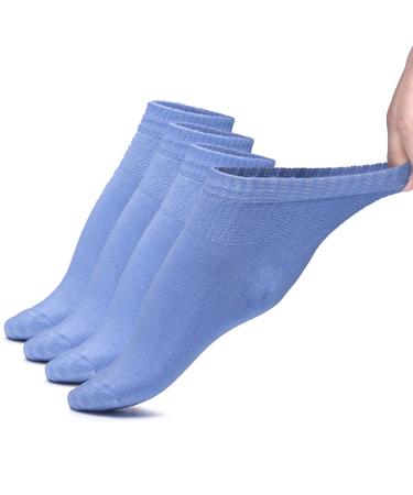 Junix Women s Bamboo Ankle Diabetic Socks Seamless Toe 4 Pack Soft 6-10 Blue