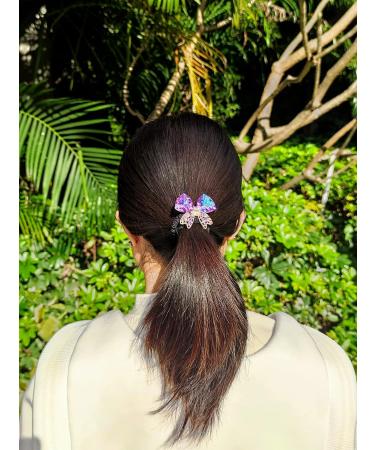 LaMignonne Glitter Purple Rhinestone Hair Tie with Bowknot for Women and Girls - Elastic Ponytail Holder Hair Accessory - Buy Online on GoSupps.com