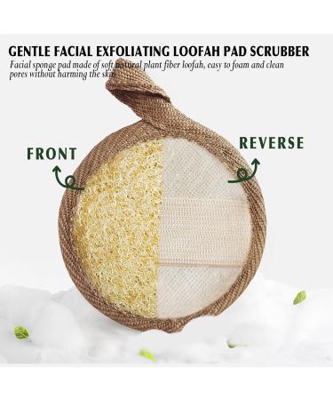 Facial Peeling Luffa Pad Scrubber - Soft Foaming Face Makeup Remover Sponge (4 Pack) | Cleans Pores & Blackheads - Brown - Buy Online on GoSupps.com