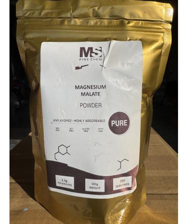 Magnesium Malate Powder High Bioavailability Magnesium Supplement Unflavored & Gluten Free Supports Energy & Muscle Function 500 g (1.1 lb)