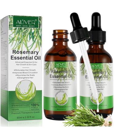 Rosemary Oil for Hair Growth  2 Packs Organic Rosemary Essential Oils  Pure Rosemary Oil for Hair Loss Regrowth  Pure Rosemary Hair Oil (60mlx2) 4.04 Fl Oz (Pack of 1)