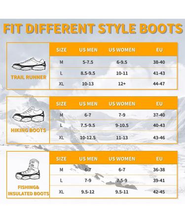 Miracol Ice Cleats 23-Spikes Snow Grips for Men Women Kids - Anti-Slip Traction Crampons for Hiking, Walking, Jogging - Medium Size, Orange - Buy Online on GoSupps.com