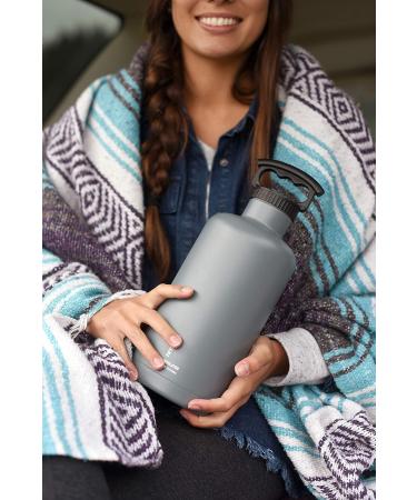 FIFTY-FIFTY 64oz Stainless Steel Growler Water Bottle, Navy - Double Wall Vacuum Insulated with 3 Finger Cap - Buy Online on GoSupps.com