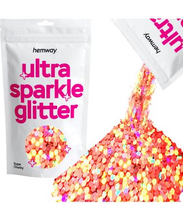 Hemway Premium Ultra Sparkle Glitter Multi Purpose Metallic Flake For Arts Crafts Nails Cosmetics Resin Festival Face Hair - Rose Gold Holographic - Super Chunky (1/8 "0.125" 3mm) 100g / 3.5oz Rose Gold Holographic Super Chunky - 100g