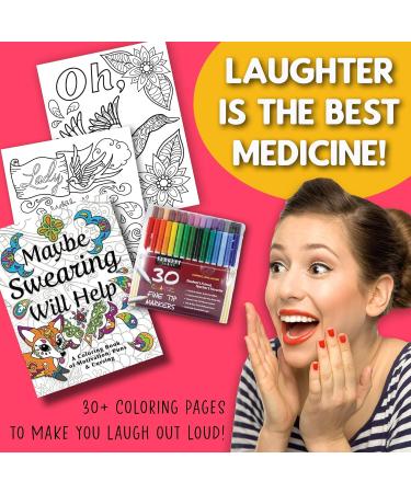 Color Cuss & Laugh Your Way to Less Stress: Swear Word Adult Coloring Book Set with 30 Markers - Fun & Relaxing Anxiety Relief - Buy Online on GoSupps.com