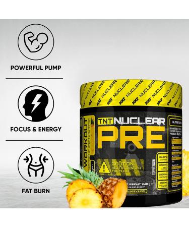 NXT Nutrition TNT Nuclear Pre Workout Energy Drink | 40 Servings Mixed Candy Vegan (Pineapple) 240g | L-Citrulline Beta Alanine & 350mg Caffeine for Pump, Endurance & Focus - Buy Online on GoSupps.com
