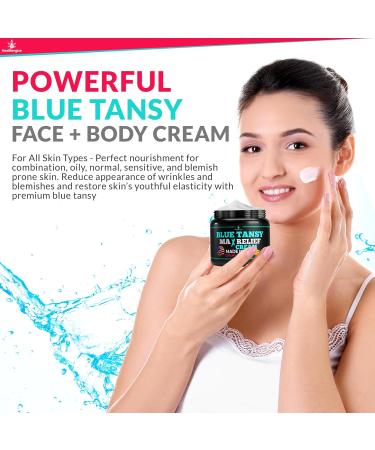 Blue Tansy Oil Face Cream - Balancing Full Body Lotion for Clear Skin Wrinkle & Pore Minimizer Hydrating Night Cream for Redness & Blemishes - International Shipping Available - Buy Online on GoSupps.com