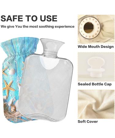 NAANLE Wood Sea Stars Shells Hot Water Bottle 2L - Transparent Large Heat & Cold Therapy for Pain Relief Ideal for Bed Hands & Feet - Buy Online on GoSupps.com