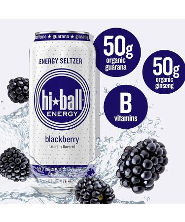 Hiball Clean Energy Seltzer Water - Caffeinated Sparkling Water with Vitamin B12 & B6 - Sugar Free - 8 Pack (16 Fl Oz each) - Blackberry Flavor - Buy Online on GoSupps.com