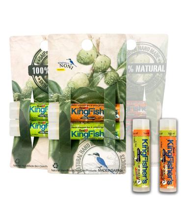 Natural Noni Lip Balm by Kingfisher's Noni Ultra-Hydrating Island Care with Virgin Coconut Oil (Pack of 2) (1 Sweet Orange & 1 Mint) 1 Sweet Orange and 1 Mint