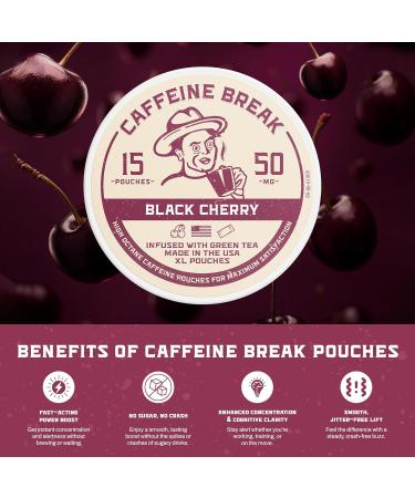 ALP Supply Co - Caffeine Break Black Cherry Caffeine Pouches - Smooth Black Cherry Flavor - Clean Bold Energy Anytime - Made in USA - 50mg per pouch - 15 Pouches - Buy Online on GoSupps.com