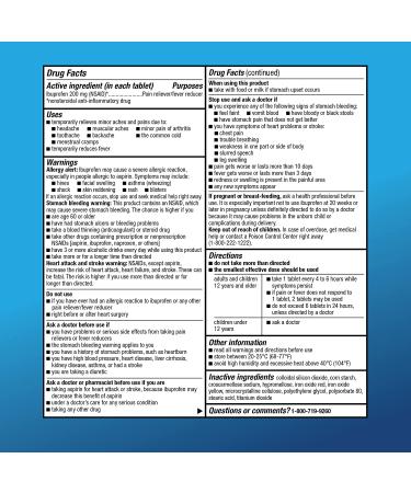 Amazon Basic Care Ibuprofen 200mg - 1000 Coated Tablets  Fever Reducer & Pain Relief - Buy Online on GoSupps.com