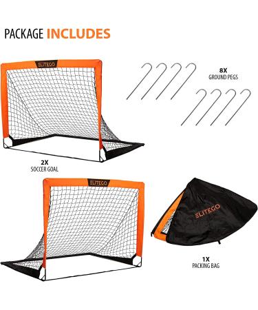 EliteGo Kids Soccer Goals Set of 2 - 4' x 3' Backyard Soccer Net in Orange - Buy Online on GoSupps.com