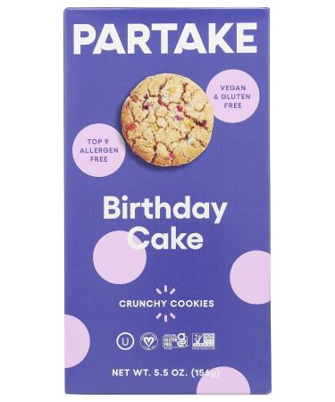 Partake Foods Crunchy Cookies Birthday Cake Gluten Free & Non-GMO 5.5 Oz (Pack of 6)