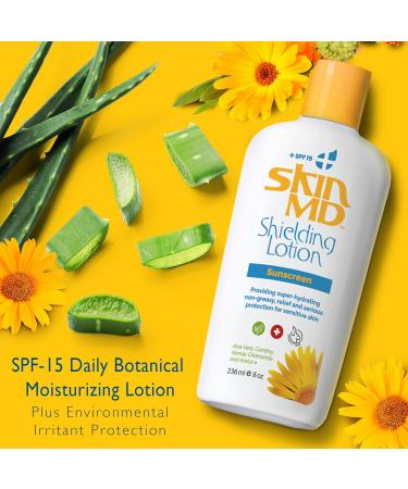 Skin MD Shielding Lotion 8oz + SPF 15 - Eczema & Psoriasis Relief | Natural Dry Skin Remedy for Face Body & Hands - International Shipping Available - Buy Online on GoSupps.com