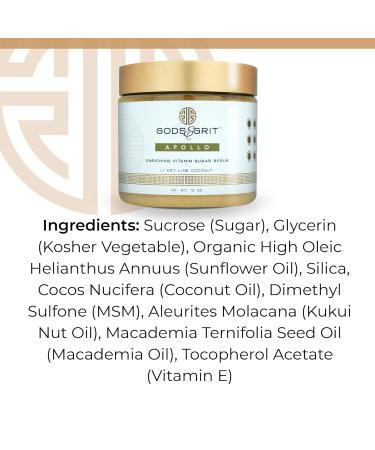 Gods & Grit Apollo Anti-Aging Exfoliating Body Scrub | Ultra Hydrating Key Lime Coconut | Dead Skin Remover for Men & Women | 16 oz - Buy Online on GoSupps.com