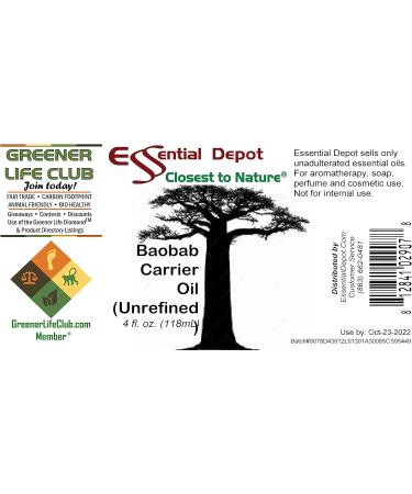 Buy Baobab Unrefined Carrier Oil - Non-GMO Vegan 4 oz - GC/MS Tested Amber Glass Bottle - International Shipping - Buy Online on GoSupps.com