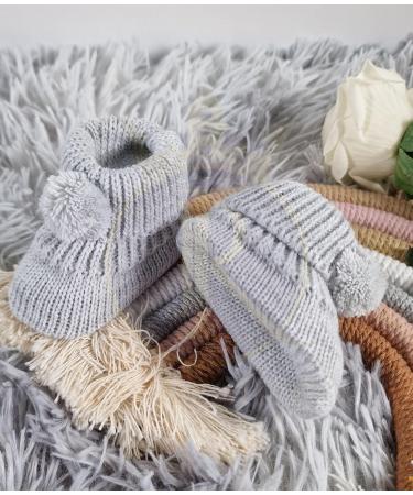Royal Icon Newborn Baby Booties - Grey/White Pom Pom Bootees (0-3 Months) RI408 - RI377 - Buy Online on GoSupps.com