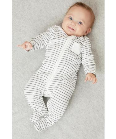 MORI Unisex Organic Baby Sleepsuit with Two Way Zip - Grey Stripe, 0-3 Months - Buy Online on GoSupps.com