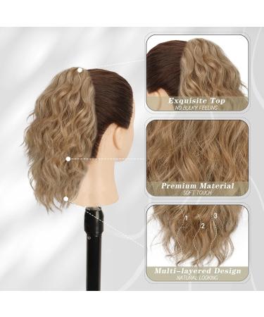 BARSDAR 30cm Short Wavy Ponytail Extension - Clip-In Multi-Layered Synthetic Hair for Women & Girls (Light Golden Brown & Blonde Mix) - Buy Online on GoSupps.com