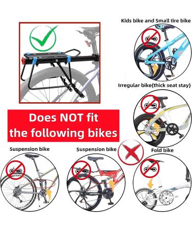 BABEIYXM Rear Bike Rack - Adjustable Aluminum Alloy Cargo Rack for 110-165lb Capacity | Bicycle Luggage Carrier with Reflector and Elastic Rope - Buy Online on GoSupps.com