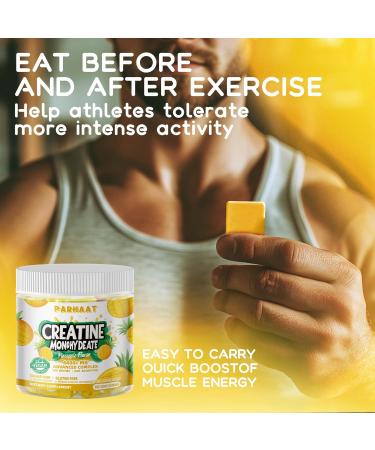 Creatine Monohydrate Chews Complex 6400mg for Men & Women -Advanced Formula W/L-Taurine + Vitamin B12 Sugar Free Chewable Supplement 60 Pineapple Softchews - Buy Online on GoSupps.com