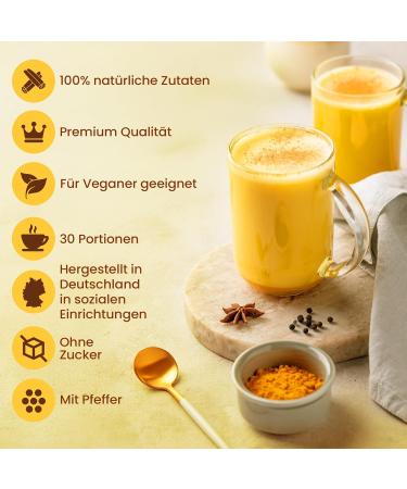  He-Ju He-Ju Bio Golden Milk Classic 150g (30 servings) turmeric latte powder with lucuma and a pinch of pepper sugar-free Ayurvedic ritual vegan and additive-free - Buy Online on GoSupps.com