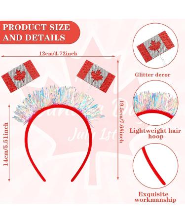 OBANGONG Canada Day Headbands - 4 Pcs Maple Leaf Flag Headband Set for Kids & Adults | Canadian Themed Party & Soccer Events Accessories - Buy Online on GoSupps.com
